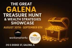 Silver and gold coins, collectibles, and jewelry at Galena IL Labor Day Week Event