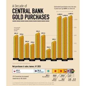 Decade of Central Bank Gold Purchases - Courtesy of Ryan Bellefontaine from Visual Capitalist
